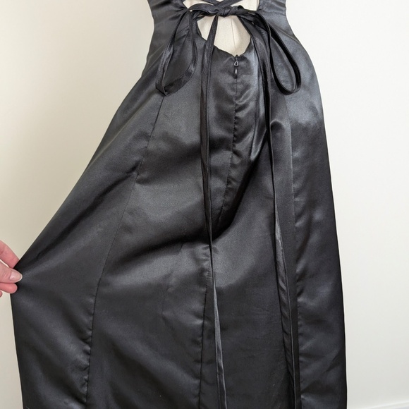 Black Strapless Prom Maxi Dress Petticoat Lace Up Corset Sleeveless Tube Top - Picture 11 of 13